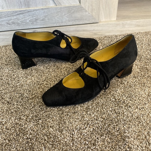 Vintage 80'S Joan & David  made in Italy booties pointy black suede shoes - Picture 5 of 9